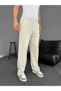Su Yolu Çizgili Cepli Pantalon Yazlık - Bej
