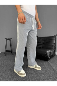 Su Yolu Çizgili Cepli Pantalon Yazlık - Gri